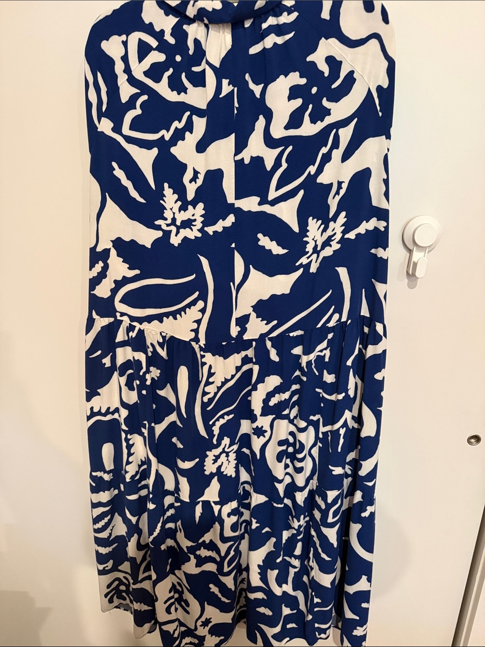 H&M Navy and White Long Sleeve Floral-Print Midi Dress - Picture 6 of 7